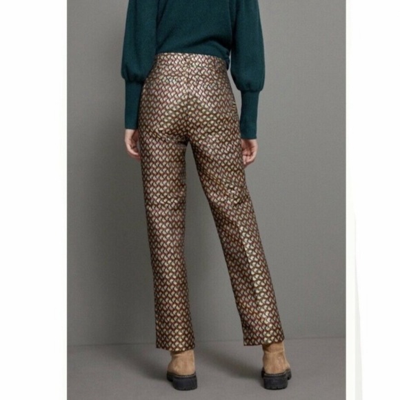 Anthropologie Gold Patterned Pants - Picture 3 of 10